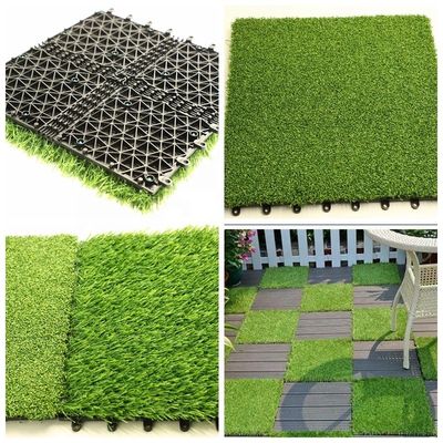 25-60mm ارتفاع كومة العشب الاصطناعي البلاط المتداخل مع دعم مزدوج PP NET PU