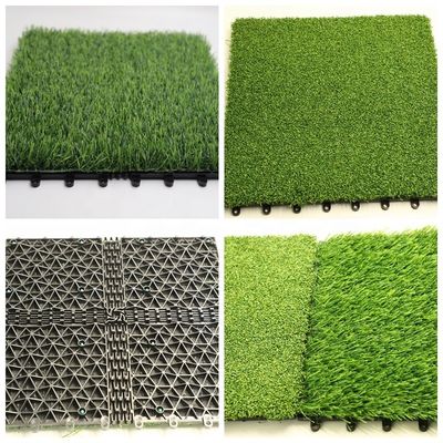 25-60mm ارتفاع كومة العشب الاصطناعي البلاط المتداخل مع دعم مزدوج PP NET PU