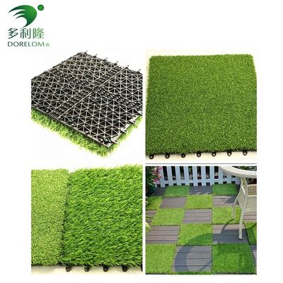 25-60mm ارتفاع كومة العشب الاصطناعي البلاط المتداخل مع دعم مزدوج PP NET PU